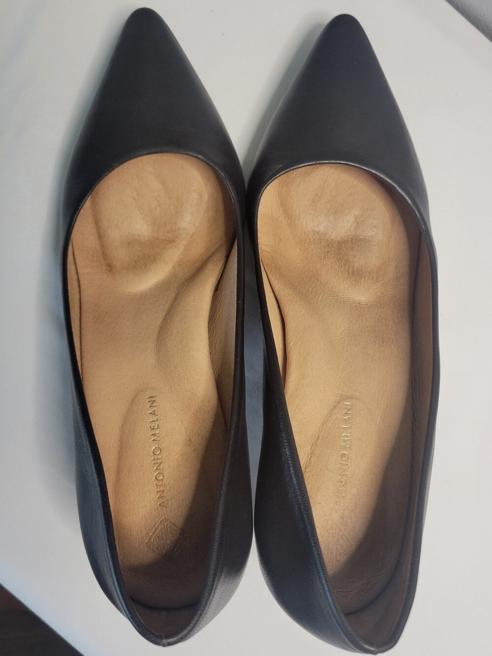 ANTONIO MELANI Dark Brown Pointed Toe Leather Heels